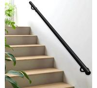 Black Wrought Iron Stair Banister Rail 1ft to 20ft Adjustable Wall Mounted il Non Slip Metal Railing for Stairways Corridors Lofts Porches and Gardens (8.2ft 250cm)