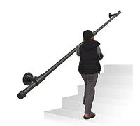 Black Wrought Iron Stair Railing il - Water Pipe Design for Indoor/Outdoor Steps - Available in 60cm to 6m Lengths - Stylish Safety Solution for Any Home