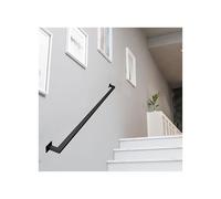 Black Wrought Iron Staircase il - 1ft to 20ft Adjustable Indoor Metal Railing with Wall Mount Support - Durable Banister for Stairs - 20ft Length