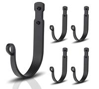 Black Wrought Iron Storage Pegboard Organizer Decorative Hanger for Home Garage Bathroom Kitchen Door Office Hanging Coat, Keys, Towel, Tools, Bags, Hat, 5 Packs