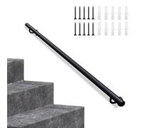 Black Wrought Iron Wall il - 4 FT Metal ir Railing Farmhouse SLE Indoor/Outdoor Support Rod Galvanized Round Pipe Banister for Safe & Bili