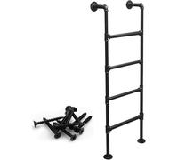 Black Wrought Iron Wall Mounted Step Ladder for Home Loft Straight Bunk Bed Egress Attic Dorm Library RV Roof 67in