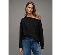(Black, X-Small) All Saints Rita T-shirt Designer Long Sleeve Relaxed Oversize Fit Tee Top