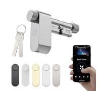 BLACK X Smart Door Lock with high Security Euro Profile Cylinder for keyless Entry, no Wiring or Drilling Required, Long Battery Life, smart app, Optional Accessories Avail (Polished Chrome, 35/35mm)
