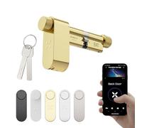 BLACK X Smart Door Lock with high Security Euro Profile Cylinder for keyless Entry, no Wiring or Drilling Required, Long Battery Life, Smart app, Optional Accessories Avail (Polished Brass, 40/40mm)