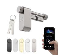 BLACK X Smart Door Lock with high Security Euro Profile Cylinder for keyless Entry, no Wiring or Drilling Required, Long Battery Life, smart app, Optional Accessories Avail (Satin Nickel, 40/40mm)