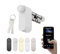BLACK X Smart Door Lock with high Security Euro Profile Cylinder for keyless Entry, no Wiring or Drilling Required, Long Battery Life, Smart app, Optional Accessories Avail (White, 40/40mm)