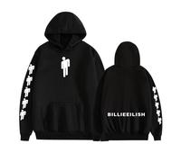 (Black, XL) Casual Unisex Hooded Sweatshirt Billie Eilish for Pullover Hoodie for Men Women