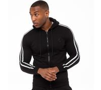 (Black, XL) Enzo Mens Zip Up Hoodie Hoody Top