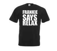 (Black, XL) Funny Frankie Says Relax Inspired Graphic High Quality T-Shirt, Tee, Men's, Unisex