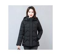 (black, XL) Mother's winter down cotton jacket for women short waisted cotton coat for middle-aged and elderly
