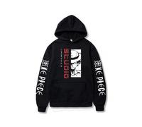 (Black, XS) One Piece Straw Hat Luffy Hoodie Fleece Jacket Sweatshirt for Men and Women