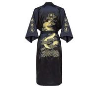 (black, XXL) Ethnic Chinese Style Men's Clothing Men's Dalong Bathrobe Bathrobe Dragon Robe Tang Suit Pajamas Nightgown Home Service Embroidered Dalong