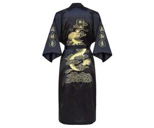 (black, XXL) Ethnic Chinese Style Men's Clothing Men's Dalong Bathrobe Bathrobe Dragon Robe Tang Suit Pajamas Nightgown Home Service Embroidered Dalong