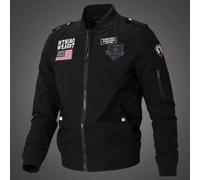 (black, XXL) Men's Spring Casual Stand Collar Cotton Flight Jacket - Youth Workwear Style