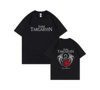 (Black, XXL) Men's Summer Cotton T-Shirt, Game of Thrones, A Song of Ice and Fire, Three-Headed Dragon Print Short Sleeve T-Shirt