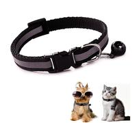 Black XXS Dog Collar with Bell,Reflective Extra Small Dog Collar Soft Adjustable Buckle Cat Collar for XS XSmall Puppy Male Tiny Little Boy Kitten Chihuahua Collars Teacup X-Small