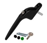 Black Yale UPVC Window Handle Inline Double Glazing Universal Key Locking Espag - 40mm Spindle