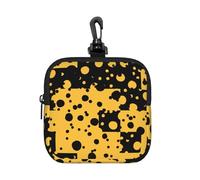 Black Yellow Abstract Pattern, Square Zipper Storage Bag, Neoprene Coin Purse, Small Wallets, Change Pouch, Change Purse
