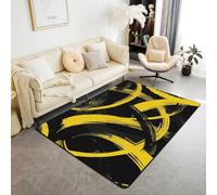 Black Yellow Area Rug Abstract Modern Simple Line Indoor Floor Mats Entrance Rugs for Kids Boys Girls Room Decor,Geometric Aesthetic Non Slip Absorbent Carpets, 6'6" x 4'11" (Rectangular)