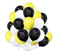 Black & Yellow Balloon Set - 25 Pack, 10 Inch White Balloons With Knotting Tool - Perfect for Baby Showers, Weddings, Birthdays, Graduations, Anniversaries & Bachelorette Parties