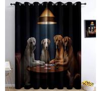 Black Yellow Blackout Curtains for Bedroom W 46" x L 54" Drop Eyelet Curtains for Living Room Nursary, Modern Animal Portraits Puppy Printed Thermal Insulated Curtains - 2 Panels