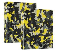 Black Yellow Camouflage 1.5 Inch Notebook Binder Three Rings Notebook Binder With Pockets 1/2 Pack Office Supplies 200 Sheets