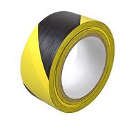 Black & Yellow Hazard Warning Tape - 48mm (2") x 33m | Pack of 1 | Safety & Social Distancing Barrier Tape | Premium Extra Stong Self Adhesive Duct Tape