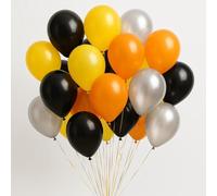 Black Yellow Orange Balloons 5 Inch Silver Balloon 30 Pack Construction Theme Balloons for Birthday Party Baby Shower Truck Theme Decorations Kids Celebration Supplies