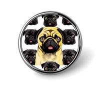 Black Yellow Pug Badge Holder Exquisite Round Badge with Picture Pin DIY Button Badges Personalized Metal Button Pin Fashion Brooch Crafts Gifts Clothes Decorative Pins
