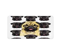 Black Yellow Pug Desk Pad Large Washable Desk Mat Non-Slip Rubber Base Smooth Surface Mouse Pads Generic Keyboard Pad Portable Desk Protector for Laptop Computer Mat