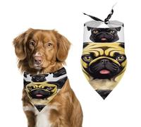 Black Yellow Pug Dog Bandana Cozy Soft Triangle Dog Scarf Washable Adjustable Pet Bib Cute Lightweight Breathable Pet Scarf for Small Medium Large Cat Dog Scarves