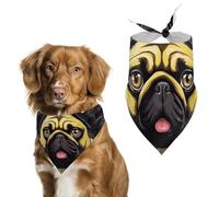 Black Yellow Pug Dog Bandanas Soft Cute Triangle Larges Scarfs for Pets Kerchief Print Pet Handkerchiefs for Small Medium Large Dogs Puppy Cats