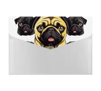 Black Yellow Pug Folder Water-Resistant Accordion Files Organizer Moisture-Proof Expanding File Folder Pockets Reusable Clear File Folders Files Bags Document Holder