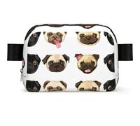 Black Yellow Pug Print Square Bumbag Fanny Pack for Men Women Adjustable Belt Bag Waterproof Cross Body Bag Chest Bag