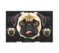 Black Yellow Pug Printed Jigsaw Puzzle 14.4x9.8 CM, Rectangular Puzzle Challenging Game for Adults Gifts, Family Fun Decorative Wall Decor