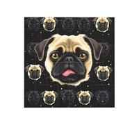 Black Yellow Pug Printed Square Jigsaw Puzzle 12.8x12.8 CM, Puzzle Challenging Game for Adults Gifts, Family Fun Decorative Wall Decor