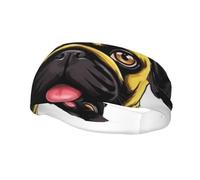 Black Yellow Pug Sweatbands Instant Cooling Moisture Wicking Sport Headbands for Men Workout Headband for Women Running Headband Stretch Tennis Athletic Sweatband Unisex Hairband