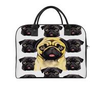Black Yellow Pug Travel Duffel Bag with Dual Zipper Lightweight Weekender Overnight Bag Portable Carry on Tote Bag for Men Women Reusable Storage Handbag for Travel