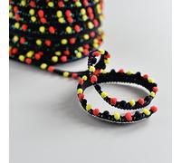 Black Yellow & Red Mini Pom Pom Bobble Sewing Edge Trim - Sold by The metre - 6 Colours