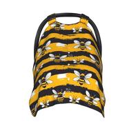 Black Yellow Striped Bee Print Baby Car Seat Covers, Breathable Nursing Cover Breastfeeding Cover, Stroller Covers, Multi-use Infant Carseat Canopy, Baby Boys Girls Newborn Essentials