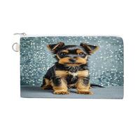 Black Yorkie Puppy Coin Purse Coin Pouch with Zipper for Men Women Portable Change Wallet Canvas Coin Bag