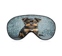 Black Yorkie Puppy Eye Mask Sleep Mask for Side Sleeper Women Men Pressure-Free & Light Block-Out Blindfold Soft Comfortable Eye Covers Breathable Blindfold Adjustable