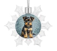 Black Yorkie Puppy Snowflake Ornaments Christmas Hanging Snowflake Decorations Christmas Snowflakes Decorations Supplies for Party Decorations Holiday New Year Decor