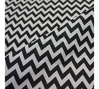 Black Zig Zag Chevron Polycotton Fabric (Per Metre)