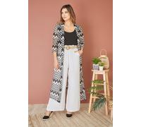 Black Zig Zag Crochet Long Knitted Kimono Yumi Black 14