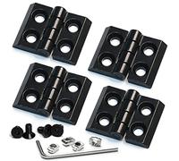 Black Zinc Alloy Hinge ，Door Frame Hinges for 2020 Aluminum Extrusion Profile Slot 6mm，with 16Pcs T-Nuts and16 Pcs Hex Screws One Wrench(Pack of 4)