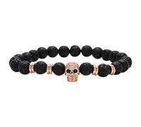 Black Zircon Stretch Bracelet, Black Zircon Beads Bracelet Stretch Natural Gemstone Bead Bracelets Healing Crystal Skull Bracelets Crystal Cubic Zirconia Jewelry For Men Women