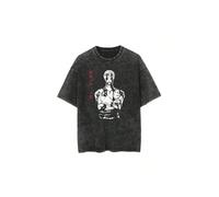 (black4, XL) The Latest ONE PIECE Animation Pure Cotton Washed Short Sleeves Casual Trend Sports Summer Men's and Women's Retro T-shirts