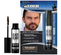 Blackbeard for Men Facial Hair Color Touch Up Brush - Temporary 1-Day Tint for Gray Coverage on Moustache, Sideburns and Brows, Waterproof Hypoallergenic Dye Alternative (Dark Brown)
